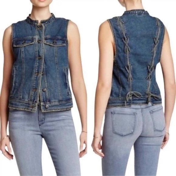 Free People Jackets & Blazers - Free People Women's Distressed Denim Lace Up Vest from Revolve
Size Large